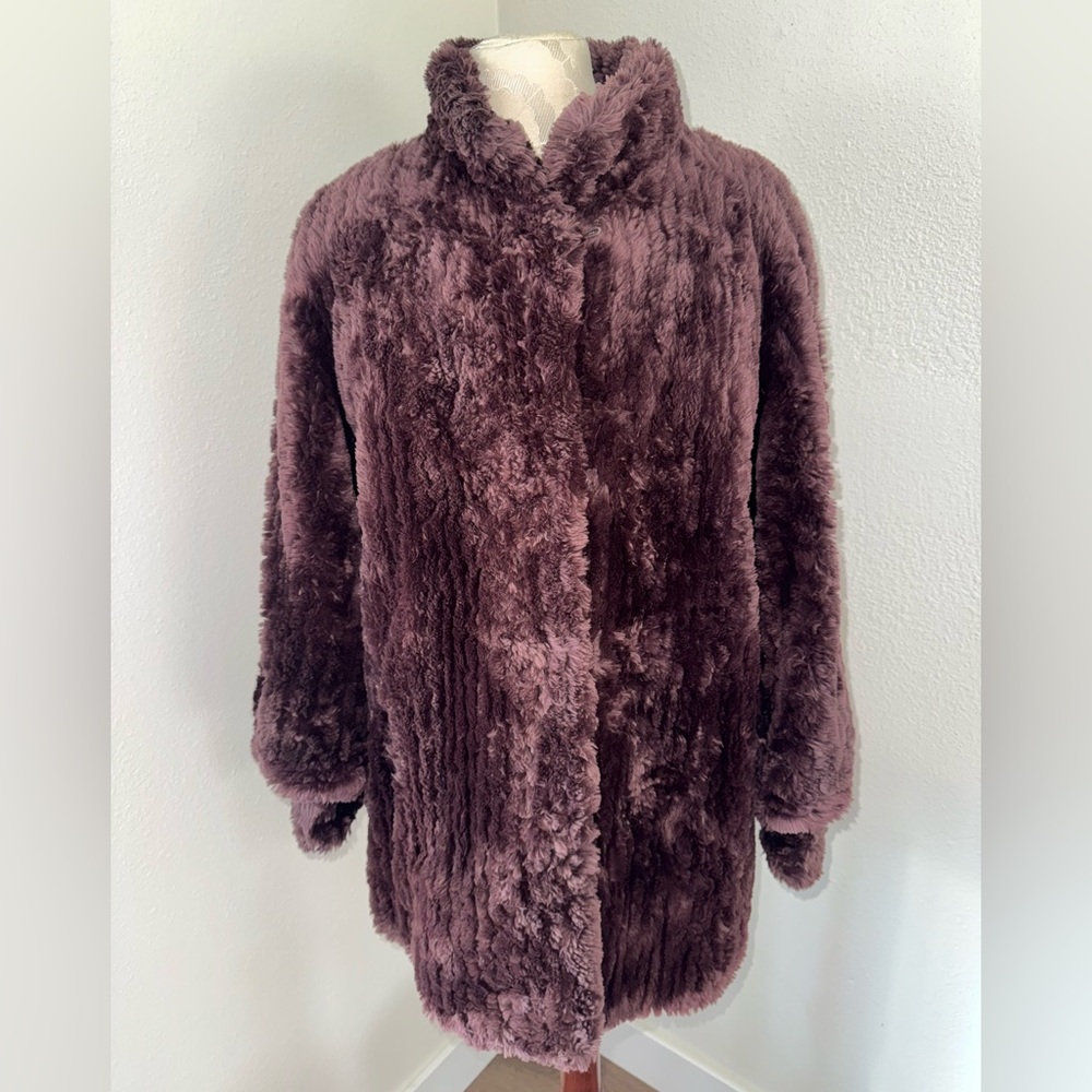 RARE Vintage Michael Forrest Soft Fur Burgandy Brown Women’s Coat Jacket Sz M/L